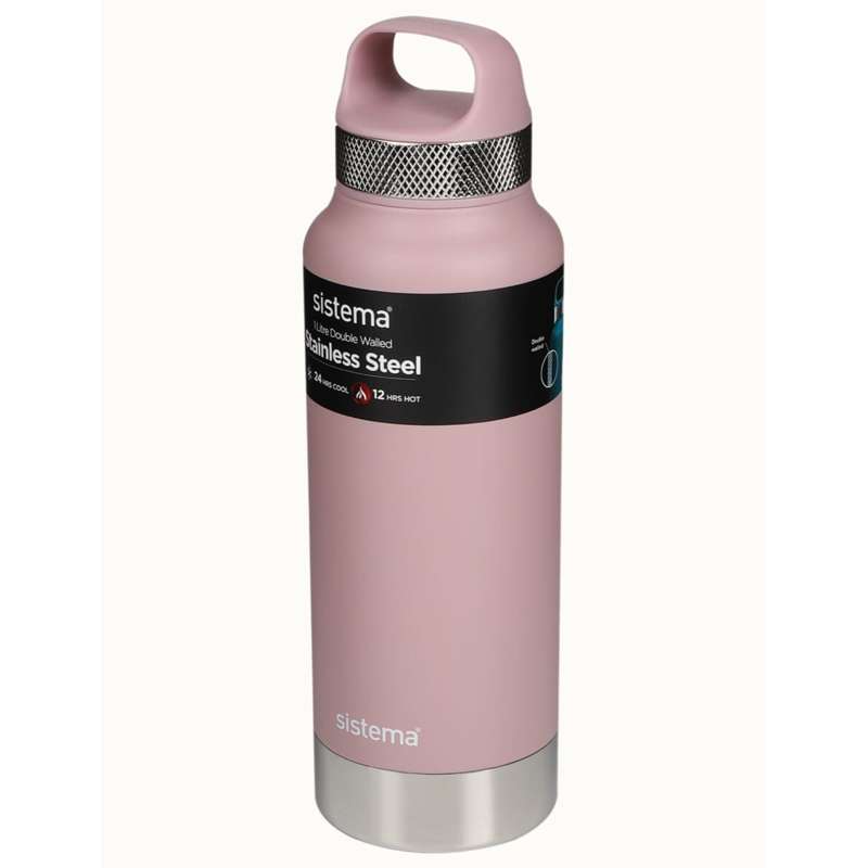 Système de bouteille thermique - Acier inoxydable - 1L - Rose poussiéreux