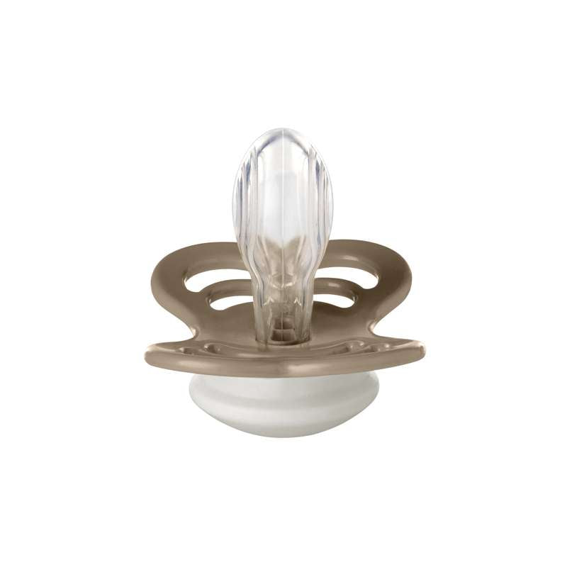 BIBS Ciuccio Symmetric Supreme - tg. 2 - Silicone - GLOW - Quercia Scura 