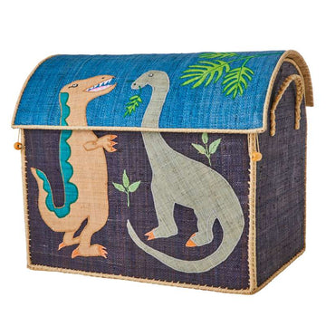 RICE Raffia Opbergdoos - Dinosaurus - Groot