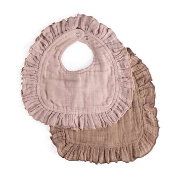 Sebra Bibs - 2-pack - Muslin - Pink/Brown