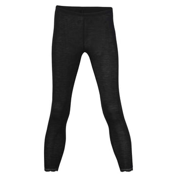 Engel Natur Leggings m. Blonder til Kvinder - Uld/Silke - Black