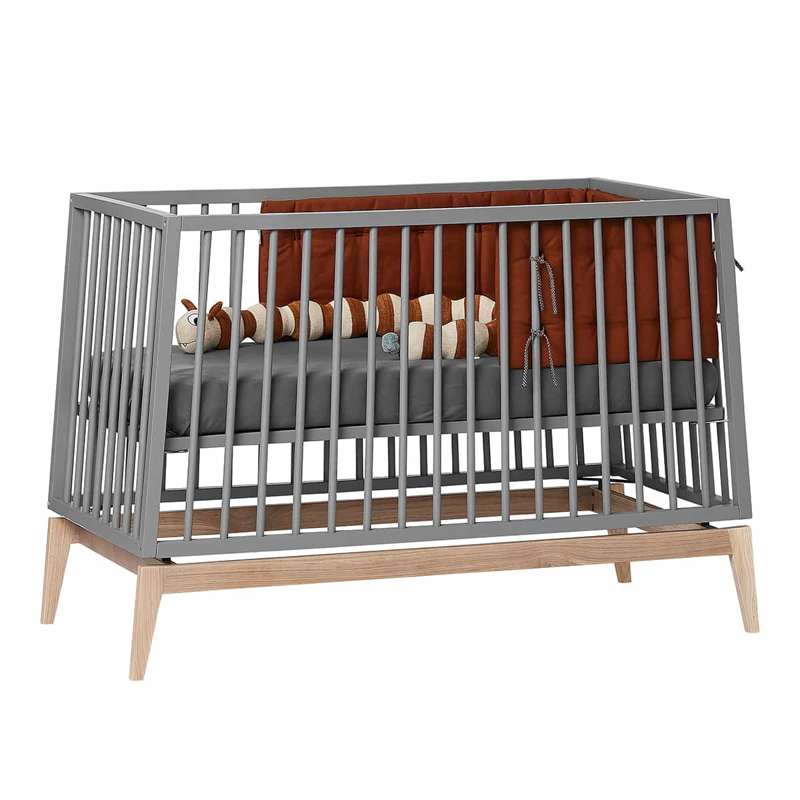 Leander Luna Lit de bébé 60x120 cm - Gris/Chêne