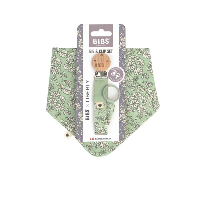 BIBS Accessoires - Bavoir Bandana et Attache-Sucette - Liberty - Capel/Sage