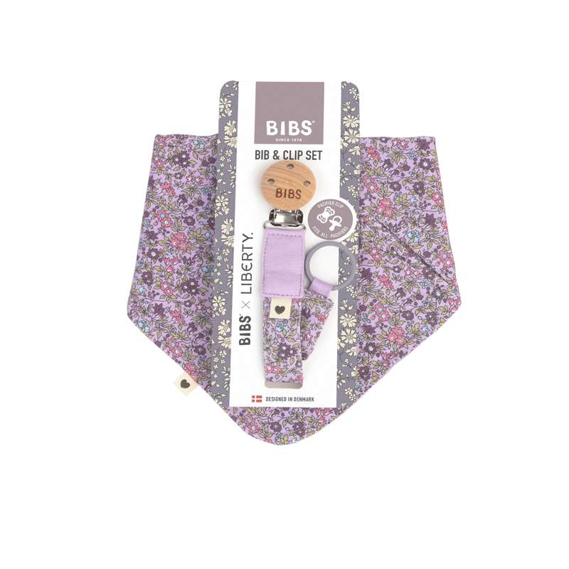 BIBS Accessories - Bandana Savlesmæk og Suttesnor - Liberty - Chamomile Lawn/Violet Sky