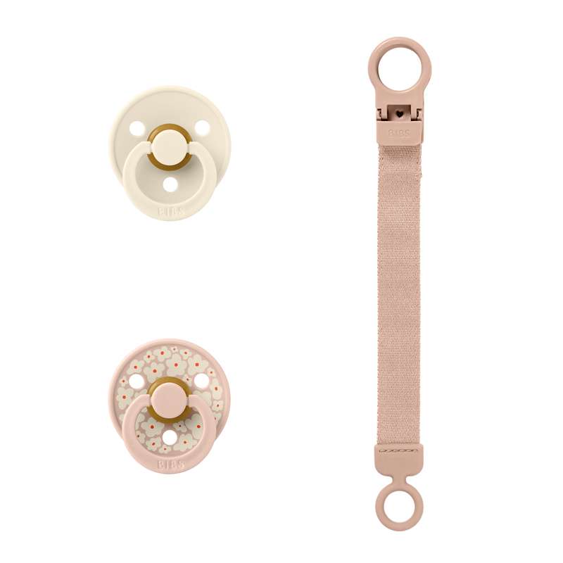 BIBS Rund Colour Sut - 2-Pak - Str. 1 - Naturgummi - m. Suttesnor - Blush