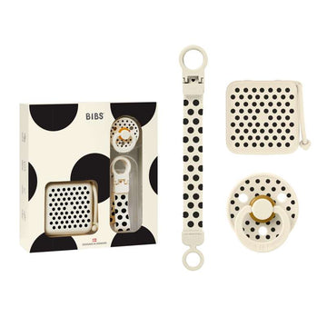 BIBS Бебешки подаръчен комплект - Soothe & Go - р-р 2 - Polka Studio - Ivory/Black 