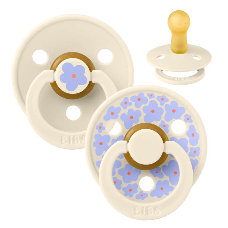 Bibs Round Colour Pacifier - 2-Pack - sz. 2 - natural rubber - Studio - Jasmine - Ivory/Ivory 