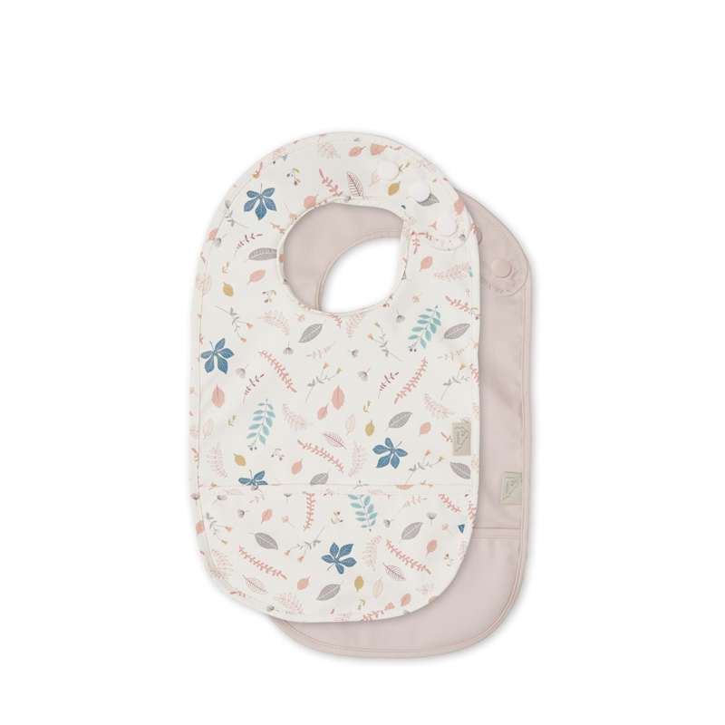 <tc>Cam Cam copenhagen</tc> Bibs with Pocket - 2-Pack - Pressed Leaves Rose/Dusty Rose