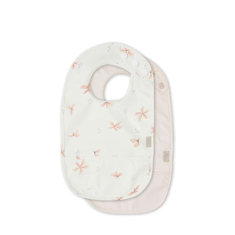 <tc>Cam Cam copenhagen</tc> Bibs with Pocket - 2-Pack - Windflower Cream/Blossom Pink