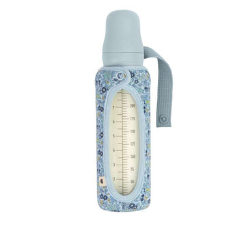 BIBS Flasche - Hülle für Babyflasche - Groß - 225 ml - Kamillenrasen/Babyblau