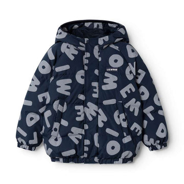 Liewood Adelina Down Jacket with Reflectors - Letters/Classic Navy