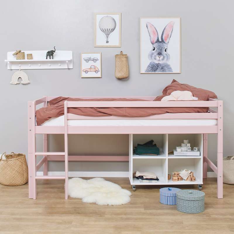 Hoppekids ECO Dream - Mon lit mi-hauteur My Color - 90x200 cm - Rose pâle