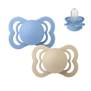 BIBS Symmetrinen Supreme-tutti - 2 kpl - k. 1 - Silikoni - Vanilla/Sky Blue 