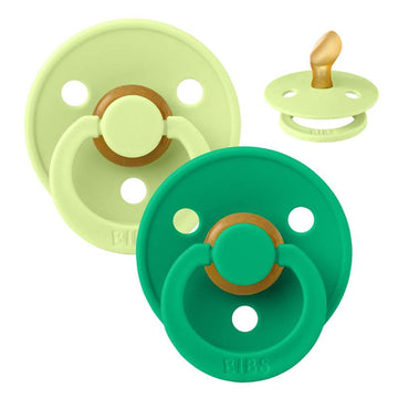 BIBS Anatomický farebný cumlík - 2-balenie - veľ. 1 - prírodná guma - Matcha/Cactus 