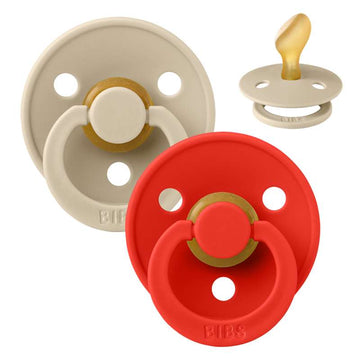 BIBS Anatominen Colour Sut - 2-pakkaus - k. 2 - luonnonkumi - Vanilla/Candy Apple 
