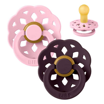 BIBS Runde Boheme-Schnuller - 2er-Pack - Gr. 1 - Naturkautschuk - Babyrosa/Pflaume 