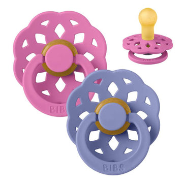 BIBS Kulatá bohémská dudlíka - 2balení - vel. 1 - přírodní guma - Bubblegum/Peri 