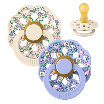 BIBS Kulatá bohémská dudlík - 2balení - vel. 2 - přírodní guma - Liberty - Chloe Meadow/Ivory Mix 