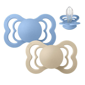 BIBS Succhietto Supreme Simmetrico - Confezione da 2 - tg. 2 - Silicone - Vaniglia/Sky Blue 