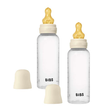 BIBS Bottle - Conjunto de Biberões - Plástico - Látex/Fluxo Médio/Redonda - 270 ml. - Pack de 2 - Marfim