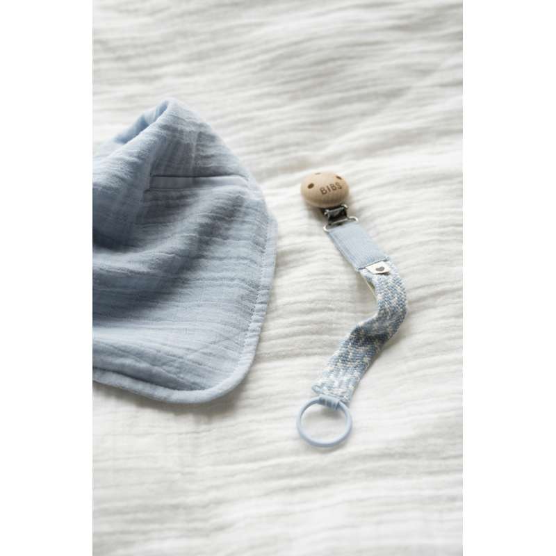 BIBS Zubehör - Paci Braid Schnullerkette - Babyblau/Elfenbein