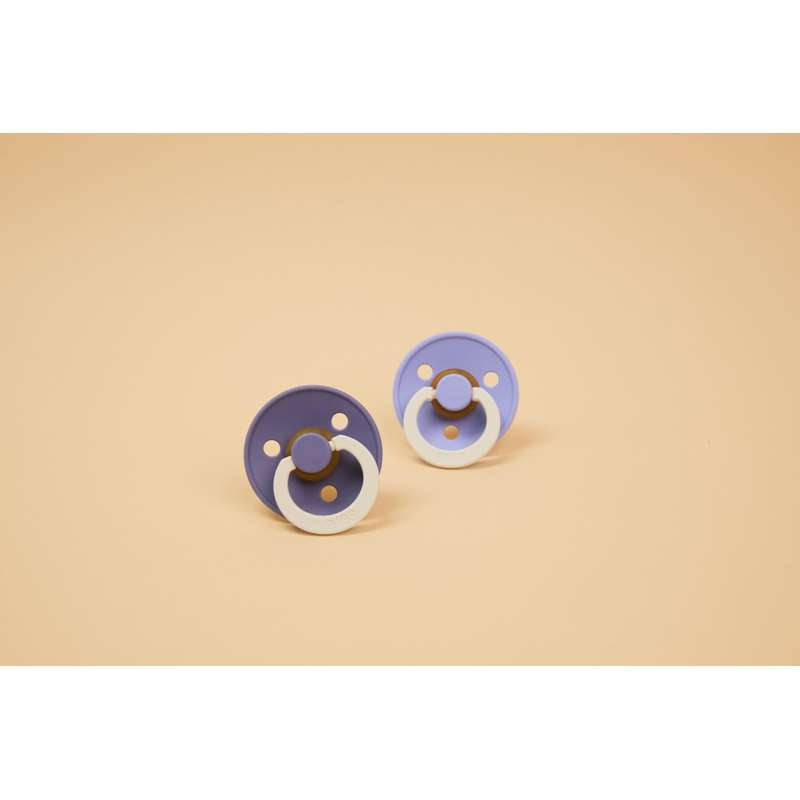 BIBS Rund Colour Sut - 2-Pak - Str. 2 - Naturgummi - GLOW - Hush/Grape