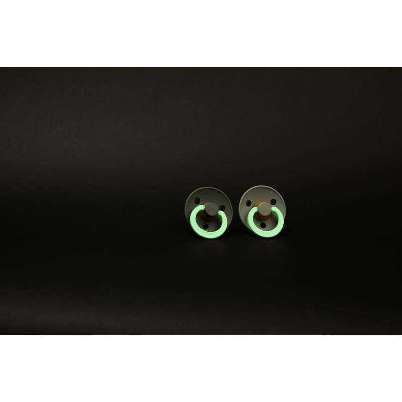 BIBS Rund Colour Sut - 2-Pak - Str. 1 - Naturgummi - GLOW - Sage/Pine