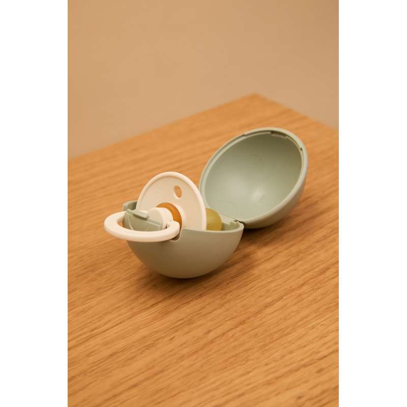 BIBS Rund Colour Sut - Str. 1 - Naturgummi - m. Pacifier Case Mini - Ivory/Sage