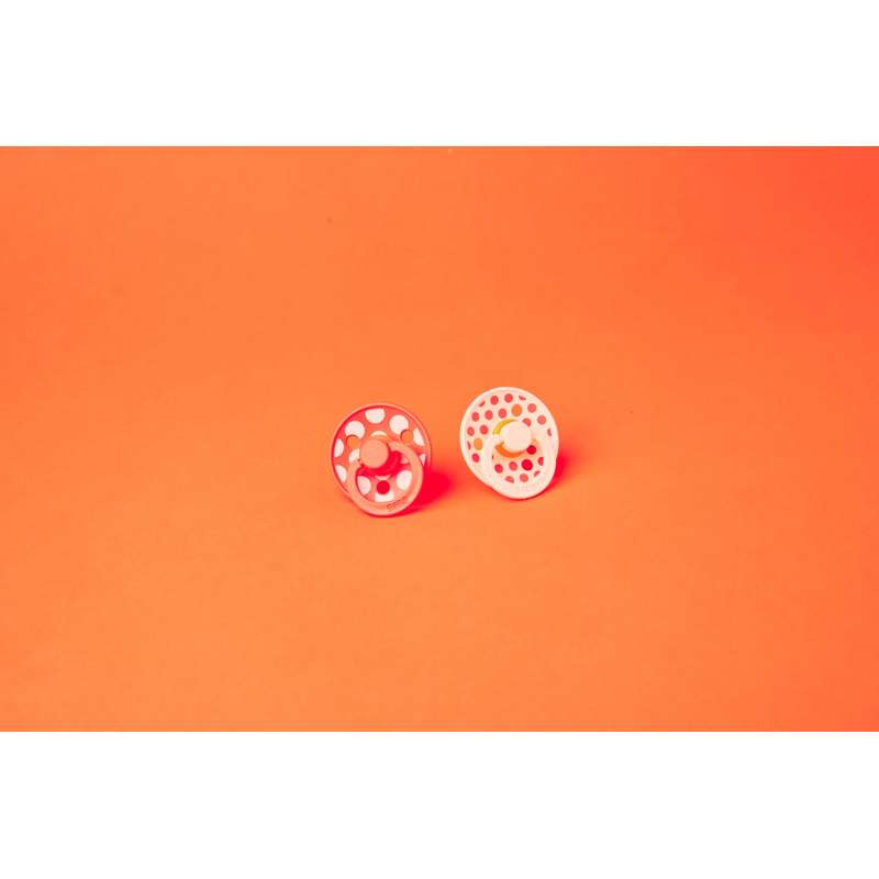 BIBS Rund Colour Sut - 2-Pak - Str. 1 - Naturgummi - Mix Polka Studio - Ivory/Tango