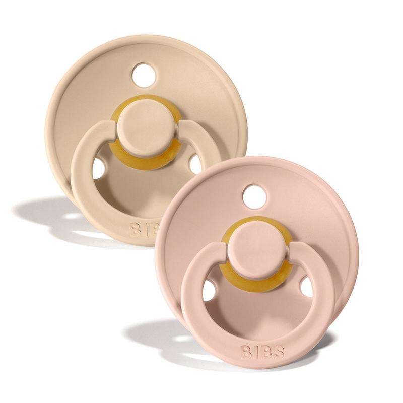 Bibs Round Colour Pacifier - 2-Pack - sz. 1 - natural rubber - Vanilla/Blush 
