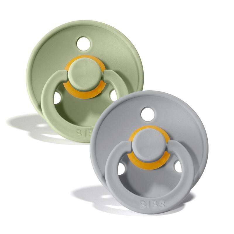 Bibs Kulatý Colour Dudlík - 2-balení - vel. 1 - přírodní guma - šalvěj/oblaka 