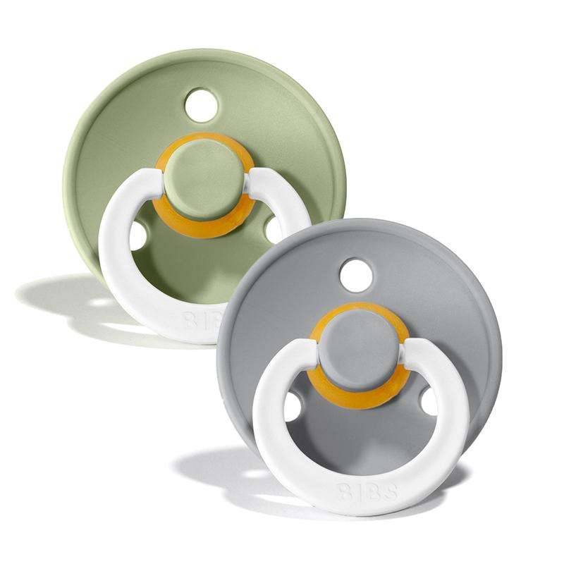 Bibs Pyöreä Colour Tutti - 2-Pak - k. 1 - luonnonkumi - GLOW - Salvia/Pilvi 