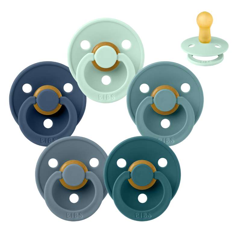 BIBS Sucette Ronde Colour - Pack de 5 - Taille 2 - Vagues Écrasantes