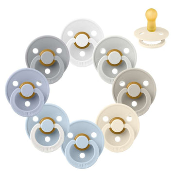 Bibs Round Colour Pacifier - Sample pack - 8 pcs. - sz. 2 - Soft and Clear 
