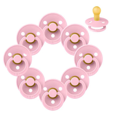 Bibs Round Colour Pacifier - Sam pack - 8 pcs. - sz. 1 - Baby Pink 