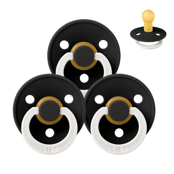 Bibs Round Colour Pacifier - Sample pack - 3 pcs. - sz. 1 - GLOW - Black 