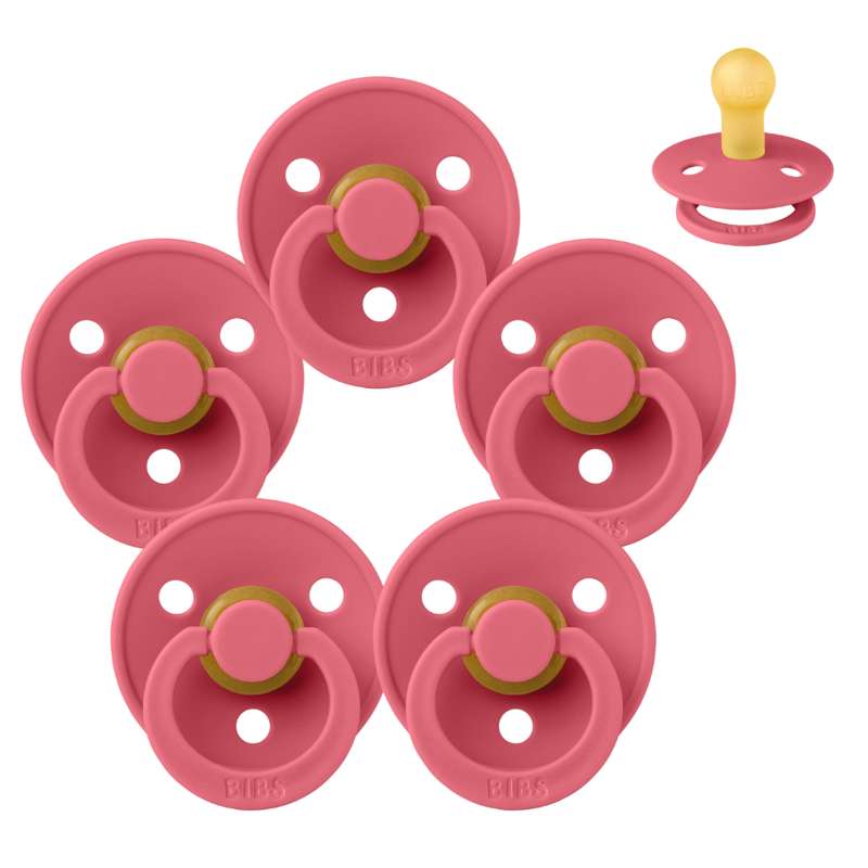 BIBS Sucette Ronde Colour - Pack de 5 - Taille 1 - Corail