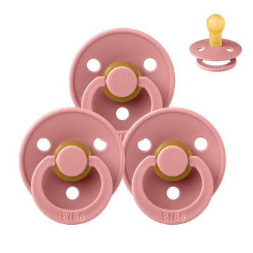 BIBS Sucette Ronde Colour - Pack de 3 - Taille 1 - Rose Poussiéreux