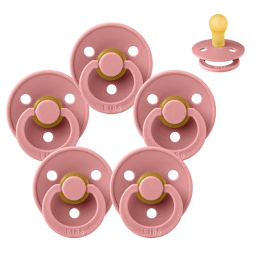 BIBS Sucette Ronde Colour - Pack de 5 - Taille 1 - Rose Poussiéreux