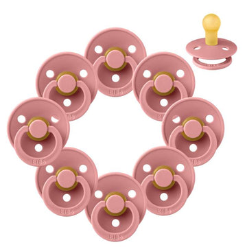 BIBS Sucette Ronde Colour - Pack de 8 - Taille 1 - Rose Poussiéreux