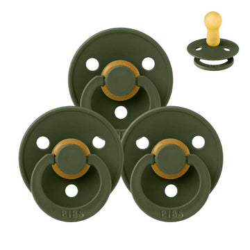 Sucette Bibs Rond Colour - Ensemble - 3 pièces - t. 2 - Vert chasseur 