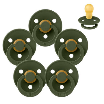 Bibs Round Colour Pacifier - Bundle - 5 pcs. - sz. 3 - Hunter Green 