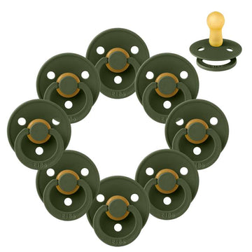 BIBS Sucette Ronde Colour - Pack de 8 - Taille 2 - Vert chasseur