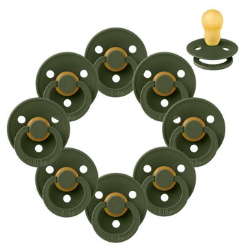 Bibs Round Colour Pacifier - Multi-pack - 8 pcs. - sz. 3 - Hunter Green 