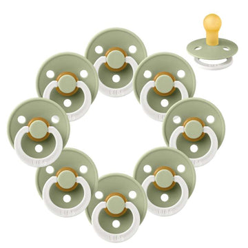 Bibs Round Colour Pacifier - Sample pack - 8 pcs. - sz. 1 - GLOW - Sage 
