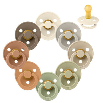 Bibs Round Colour Pacifier - Sample pack - 8 pcs. - sz. 2 - Soft Autumn 