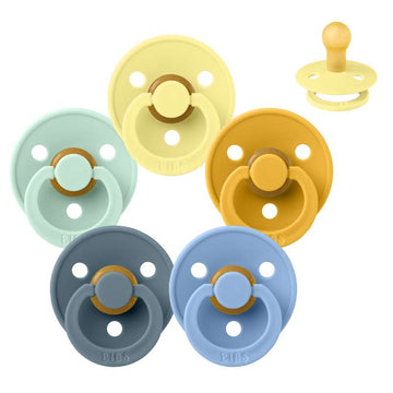Bibs Round Colour Pacifier - Sample pack - 5 pcs. - sz. 1 - Summer at The Beach 