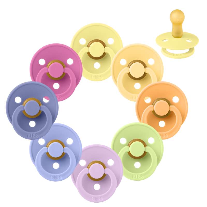 BIBS Sucette Ronde Colour - Pack d'échantillons - 8 pièces - Taille 2 - Sorbet sucré