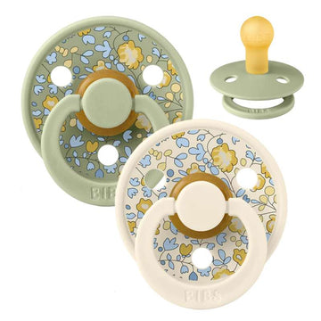 Smoczek Bibs Okrągły Colour - 2-Pak - roz. 2 - kauczuk naturalny - Liberty - Eloise/Sage Mix 
