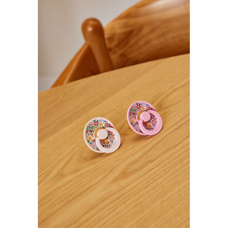 BIBS Ciuccio Rund Colour - confezione da 2 - tg. 2 - gomma naturale - Liberty - Oscar Meadow/Petal Mix 